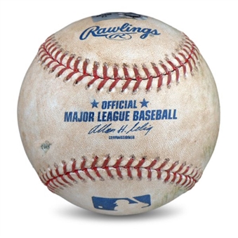 Derek Jeter Game Used Baseball from Game 1 of 2010 ALCS (RBI Double) (MLB Authenticated)